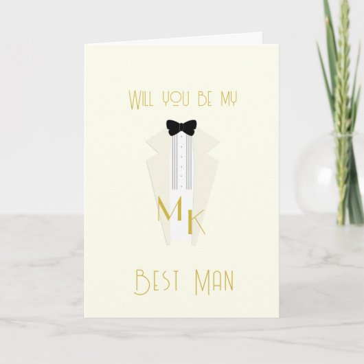 Tuxedo Gatsby Bruiloft Beste Man Groomsman Kaart (Voorkant)