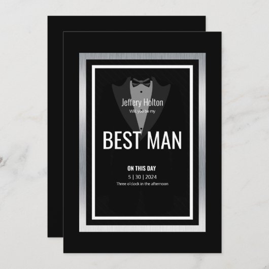 Tuxedo getuige zwart en wit smoking kaart (Voorkant / Achterkant)