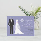 Tuxedo, gown on violet Rehearsal Diner Invitation (Debout devant)