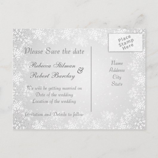 Tuxedo, Gown, Snowflakes Enregistrer la date Carte (Dos)