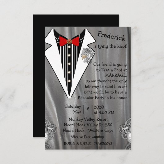 Tuxedo gray Silver Bachelor Party (Voorkant / Achterkant)