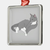 Tuxedo gris et blanc Tuxedo Chat Ornement en métal (Gauche)