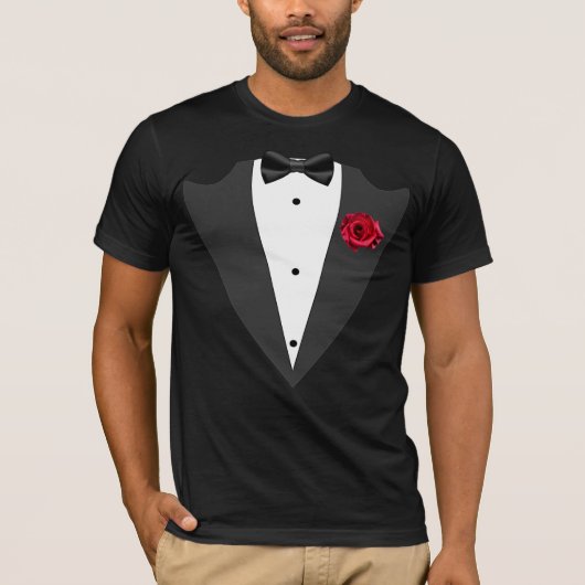 Tuxedo groomsman, beste man zwart-wit T-shirt (Voorkant)
