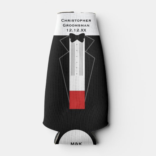 Tuxedo Groomsman bruiloft fles koeler (Voorkant)