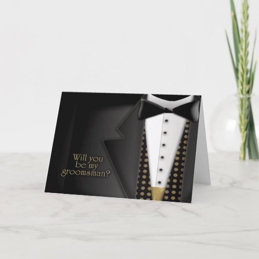 Tuxedo Groomsman Uitnodiging (Voorkant)