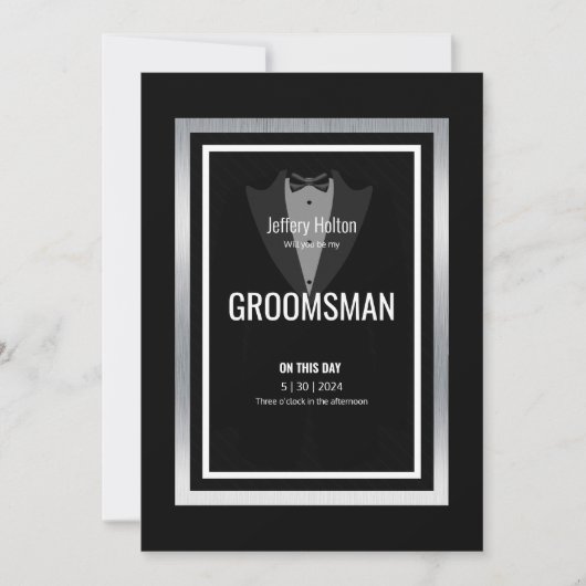 Tuxedo groomsman zwart-witte tuxedo kaart (Voorkant)