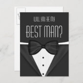 Tuxedo, jij wordt mijn beste man bruiloft Briefkaa Uitnodiging Briefkaart (Voorkant / Achterkant)