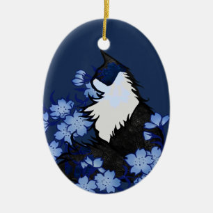 Tuxedo Kat blauw smoking katten artwork tuxie kat Keramisch Ornament