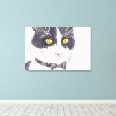 Tuxedo-kat Canvas Afdruk (Insitu (Houten vloer))