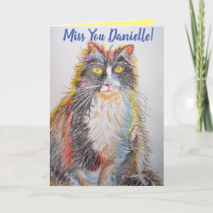 Tuxedo Kat Cute Katten Tekening Mis Je Kunstkaart Kaart