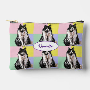 Tuxedo Kat Cute Pastel Kleuren Zwarte Katten Meisj Etui