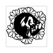 Tuxedo Kat Daisies Kunst Rubberstempel (Afrduk)