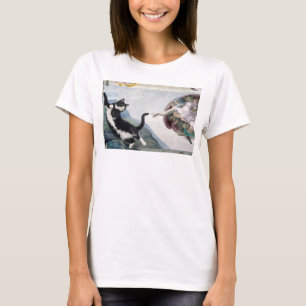 Tuxedo Kat die de goddelijke poot aanraakt T-shirt