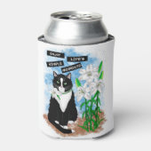 Tuxedo Kat en Lelies | Inspirerend prijsopgave Blikjeskoeler (Blikje Voorkant)