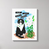 Tuxedo Kat en Lelies | Inspirerend prijsopgave Canvas Afdruk (Voorkant)