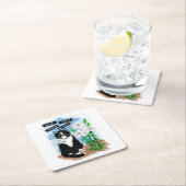 Tuxedo Kat en Lelies | Inspirerend prijsopgave Vierkante Kartonnen Onderzetter (Insitu)