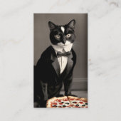 Tuxedo kat en pizza visitekaartje (Voorkant)