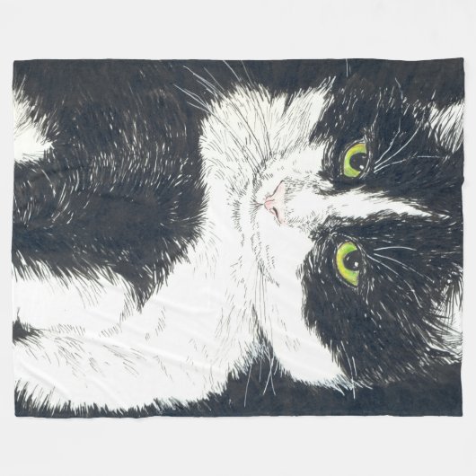 Tuxedo-kat Fleece Deken (Voorkant (Horizontaal))