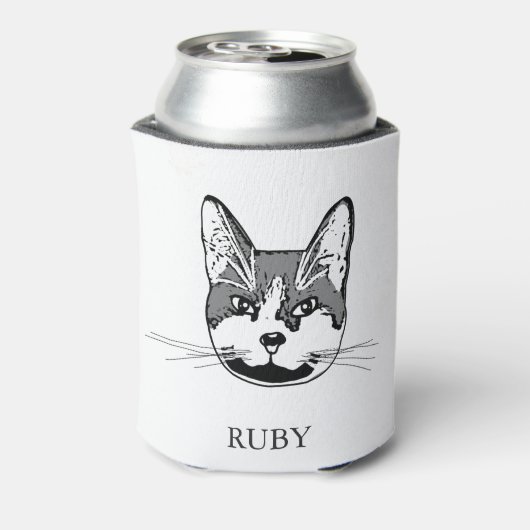 Tuxedo kat gepersonaliseerde hand tekening blikjeskoeler (Blikje Achterkant)