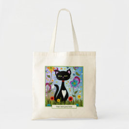 Tuxedo-kat in een tuin op maat tote bag