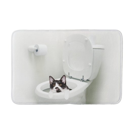 Tuxedo-kat in het toilet badmat (Voorkant)