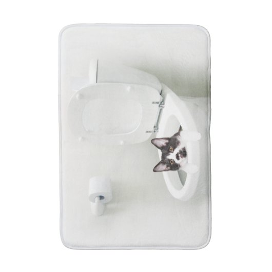 Tuxedo-kat in het toilet badmat (Voorkant Verticaal)