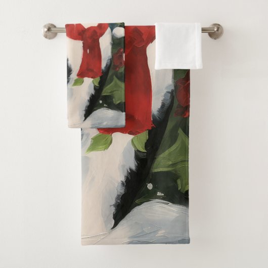 Tuxedo Kat in Sneeuw Kerstmis Bad Handdoek (Insitu)