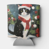 Tuxedo Kat in Sneeuw Kerstmis Blikjeskoeler (Achterkant)