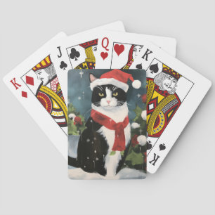 Tuxedo Kat in Sneeuw Kerstmis Pokerkaarten