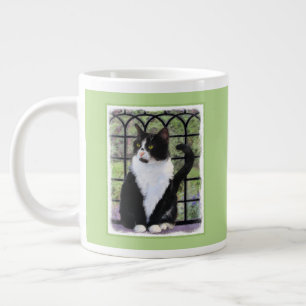 Tuxedo Kat In Venster Schilderen Originele Dierenk Extra Grote Beker