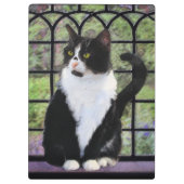 Tuxedo Kat In Venster Schilderen Originele Dierenk Klembord (Achterkant)