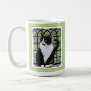 Tuxedo Kat In Venster Schilderen Originele Dierenk Koffiemok