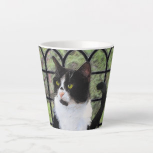 Tuxedo Kat In Venster Schilderen Originele Dierenk Latte Mok
