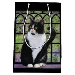 Tuxedo Kat In Venster Schilderen Originele Dierenk Medium Cadeauzakje