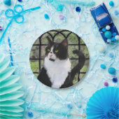 Tuxedo Kat In Venster Schilderen Originele Dierenk Papieren Bordje (Feest)