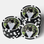 Tuxedo Kat In Venster Schilderen Originele Dierenk Poker Chips (Opstapeling)