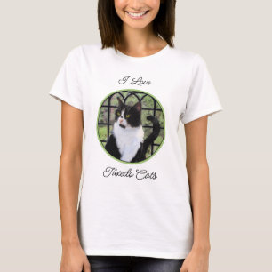 Tuxedo Kat In Venster Schilderen Originele Dierenk T-shirt