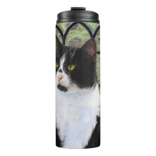 Tuxedo Kat In Venster Schilderen Originele Dierenk Thermosbeker
