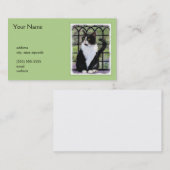 Tuxedo Kat In Venster Schilderen Originele Dierenk Visitekaartje (Voorkant / Achterkant)