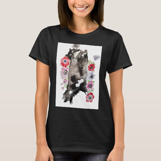 Tuxedo Kat katten schattig Zwart en Witte huisdier T-shirt (Voorkant)