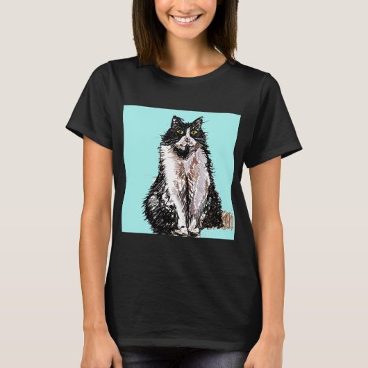 Tuxedo Kat katten schattig Zwart en Witte huisdier T-shirt (Voorkant)