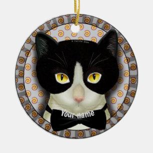 Tuxedo Kat Keramisch Ornament