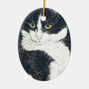 Tuxedo-kat Keramisch Ornament