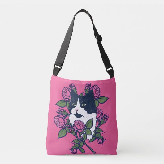 Tuxedo kat kunstwerk crossbody tas (Voorkant)