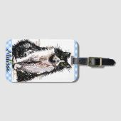 Tuxedo Kat Leuke Tekening Zwart en Wit Katten Meis Bagagelabel (Voorkant (horizontaal))