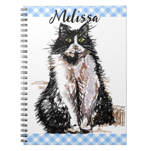 Tuxedo Kat Leuke Tekening Zwart en Wit Katten Meis Notitieboek