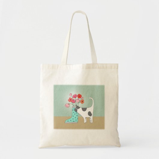 Tuxedo Kat met Bloemen Schattige Kat Liefhebber Ku Tote Bag (Voorkant)
