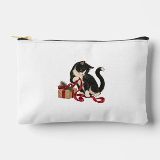 Tuxedo kat met rode cadeauribbon etui