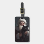 Tuxedo Kat Met Sinterklaas Feestelijke Kerstmis Bagagelabel (Voorkant verticaal)