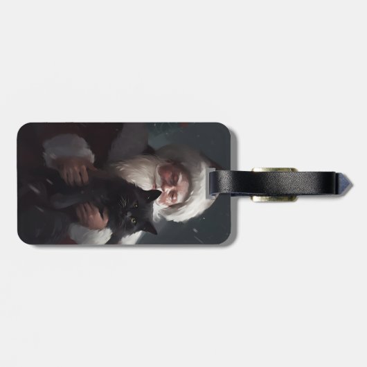 Tuxedo Kat Met Sinterklaas Feestelijke Kerstmis Bagagelabel (Achterkant horizontaal)